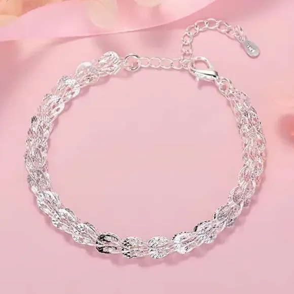 S925 Silver Teardrop Water Drop Necklace Bracelet Earrings Set BOHO Fashion Gift